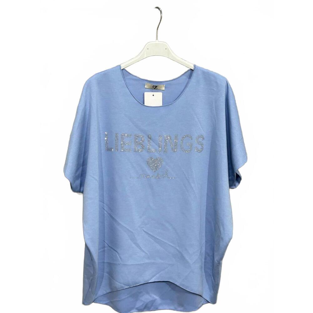 NEW OZ women's embelished italian short sleeve in blue
